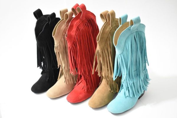 14 inch Suede Fringe Boots 3 14" Suede Fringe Boots