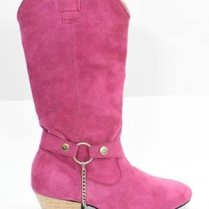 14" Suede Belt & Chain Boots