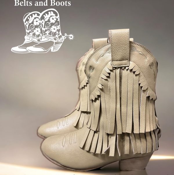 skintone leather 7 fringe boots 7" Leather Fringe Boots
